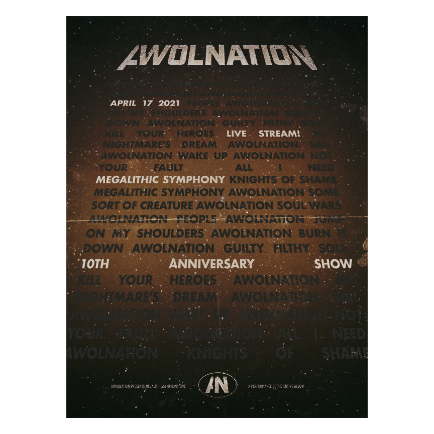 Megalithic Symphony 10th Year Anniversary LIVE Poster - Shop AWOLNATION - Poster